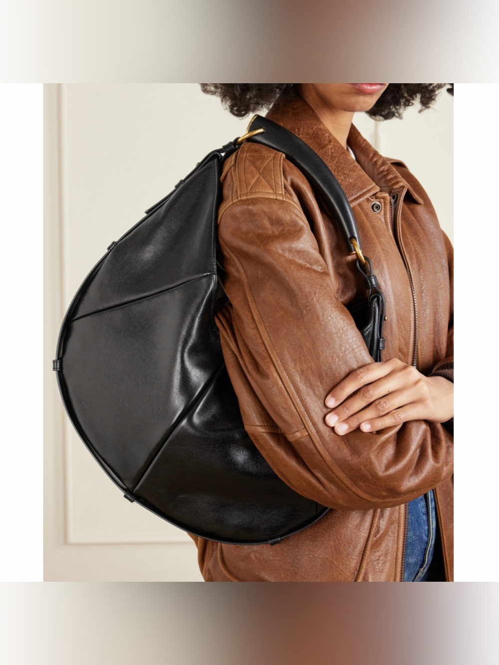 SAINT LAURENT Mombasa medium labeled leather hobo shoulder bag - Picture 2 of 6